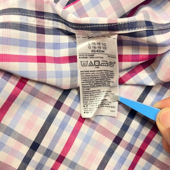 Banana Republic Mens L Camden Fit Plaid Shirt western preppy Red/Blue/White - Picture 6 of 11